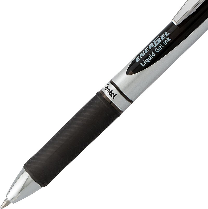 Pentel قلم حبر جل قابل للسحب EnerGel RTX، (0.7 مم)، خط متوسط، طرف معدني، حبر أسود، عبوة من 2 (BL77BP2A) - Image 3
